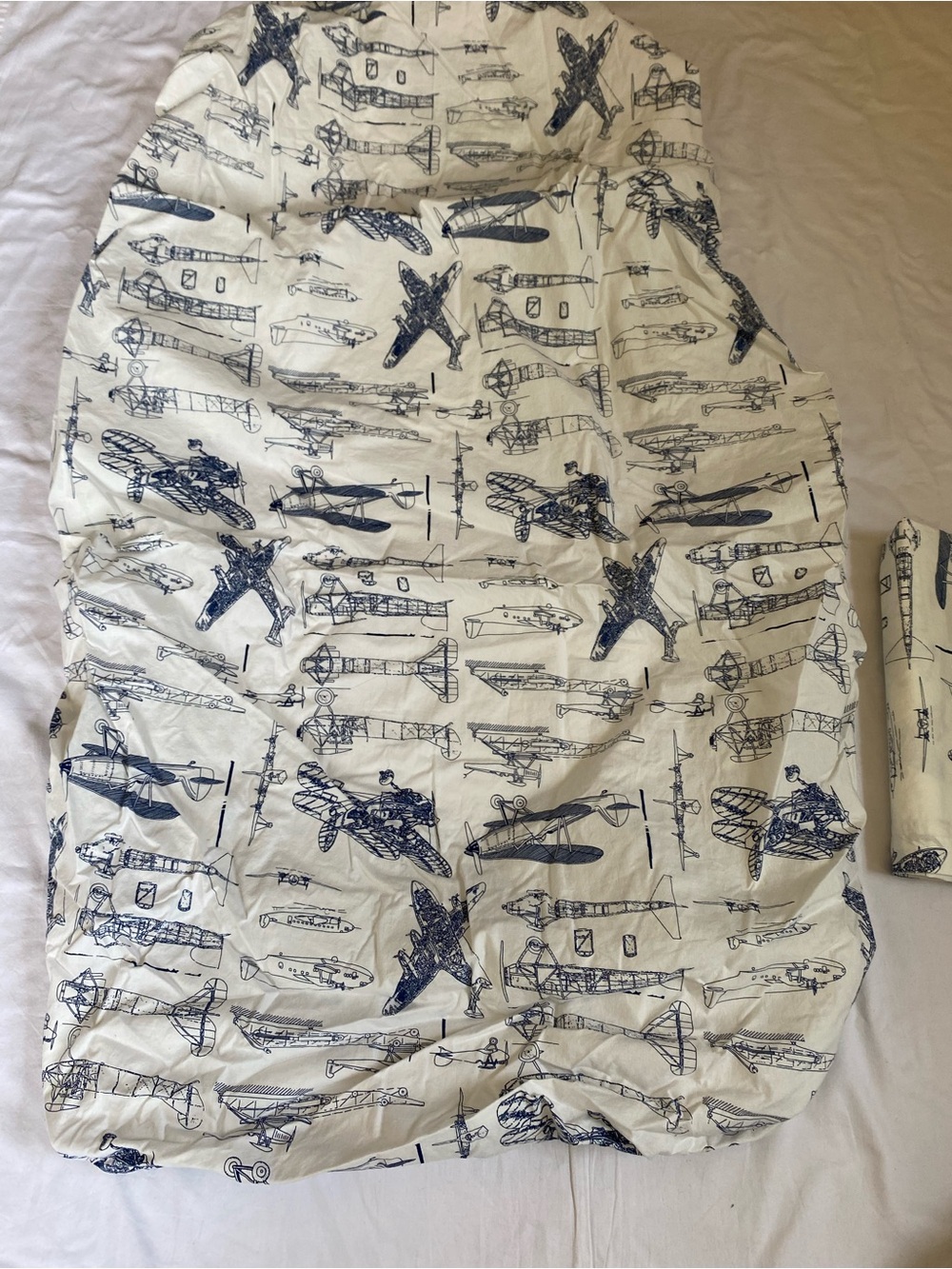 Restoration Hardware Baby And Child Vintage Airplane Blueprint Crib Sheet Set - Picture 13 of 16
